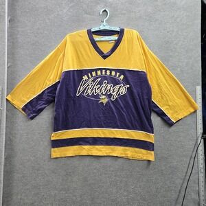 VINTAGE Minnesota Vikings Men Jersey XL Purple The Edge Colorblock Team Logo 90s